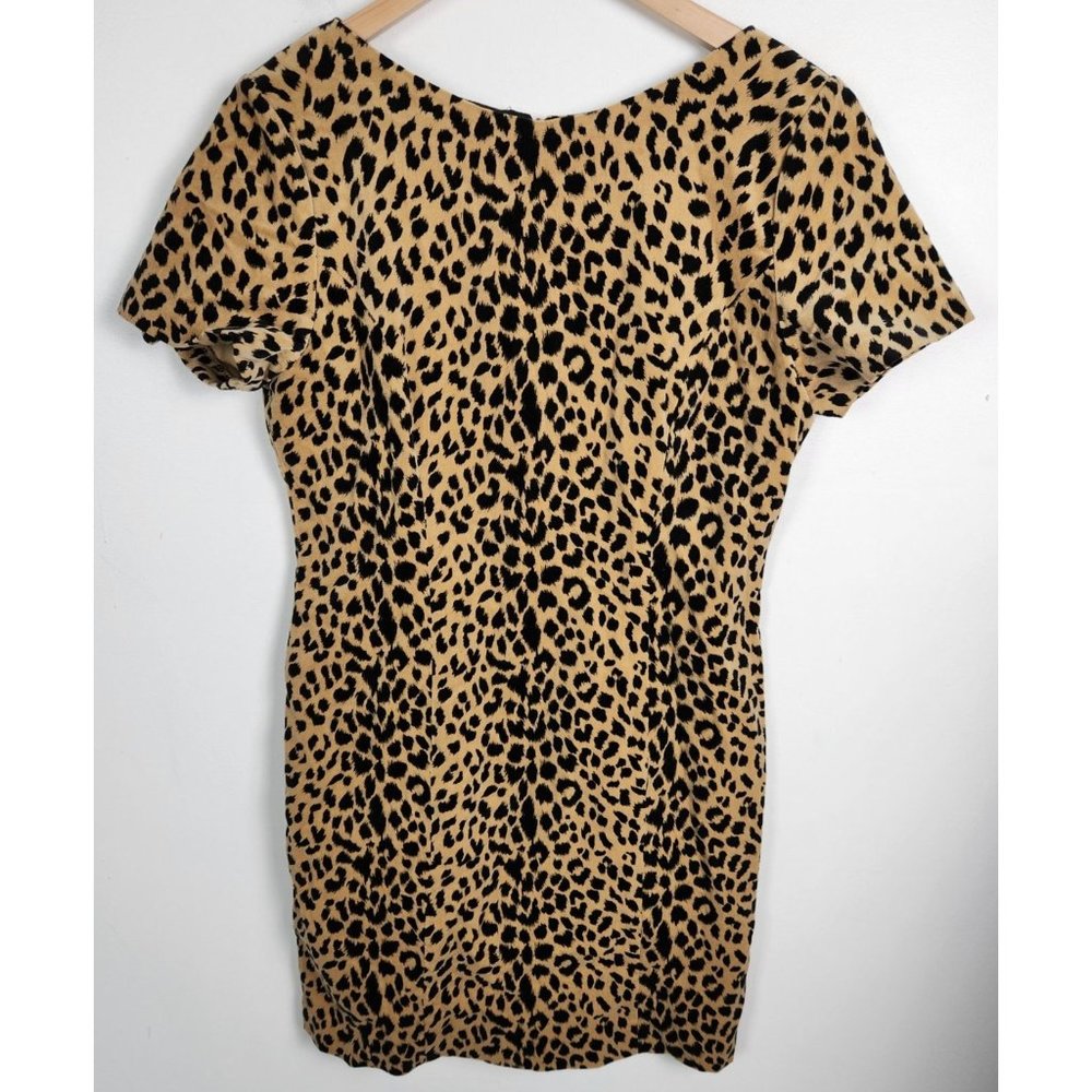 Vtg. Misty Lane Women's Sz. 12 Velvet Leopard Print Short Sleeve Sheath Dress